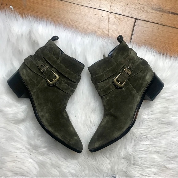 Marc Fisher Shoes - Marc Fisher Green Tone Suede Pointy Toe Booties